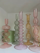 Load image into Gallery viewer, Pastel Coloured Glass Candlestick Holders
