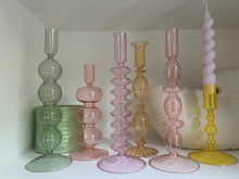 Load image into Gallery viewer, Pastel Coloured Glass Candlestick Holders