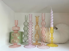 Load image into Gallery viewer, Pastel Coloured Glass Candlestick Holders