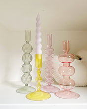 Load image into Gallery viewer, Pastel Coloured Glass Candlestick Holders