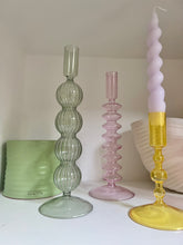 Load image into Gallery viewer, Pastel Coloured Glass Candlestick Holders