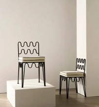 Load image into Gallery viewer, Modern Wavy Metal Iron Chair with Cushioned Seat