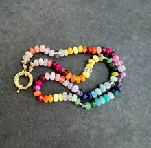 Load image into Gallery viewer, Natural Stone Handmade Summer Rainbow Necklace for Women with semi precious beads