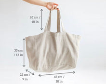 Load image into Gallery viewer, Handmade Large Linen Tote Bag
