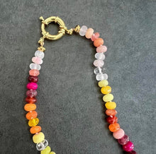 Load image into Gallery viewer, Natural Stone Handmade Summer Rainbow Necklace for Women with semi precious beads