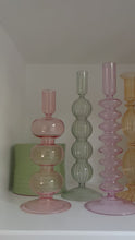 Load and play video in Gallery viewer, Pastel Coloured Glass Candlestick Holders
