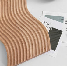 Load image into Gallery viewer, Ripple Surface Wooden Serving Tray Placemat Bread Fruits Sushi Curve Cutting Board Decor Solid Wood