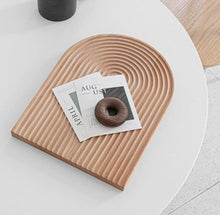 Load image into Gallery viewer, Ripple Surface Wooden Serving Tray Placemat Bread Fruits Sushi Curve Cutting Board Decor Solid Wood