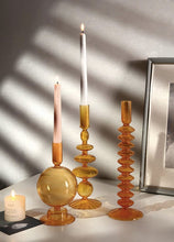 Load image into Gallery viewer, Orange Glass Candlestick Holders