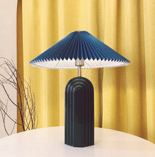 Load image into Gallery viewer, Nordic ceramic Led table lamp pleated lampshade living room art deco designer bedroom bedside home decoration white or green
