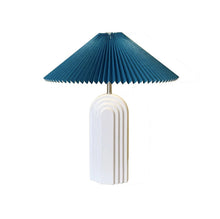 Load image into Gallery viewer, Nordic ceramic Led table lamp pleated lampshade living room art deco designer bedroom bedside home decoration white or green