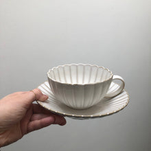 Load image into Gallery viewer, Flower Chrysanthemum Shape Scalloped Plate Mug Saucer Set
