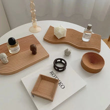 Load image into Gallery viewer, Ripple Surface Wooden Serving Tray Placemat Bread Fruits Sushi Curve Cutting Board Decor Solid Wood