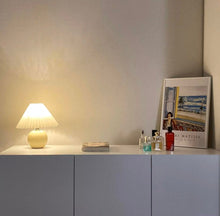 Load image into Gallery viewer, Small ceramic Pleated table lamp pleated lampshade living room art deco designer bedroom bedside home decoration