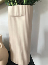 Load image into Gallery viewer, Beige Mat finish striped ceramic vase