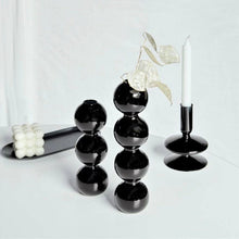 Load image into Gallery viewer, Black Glass Vases and Candle Holders