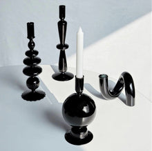 Load image into Gallery viewer, Black Glass Vases and Candle Holders