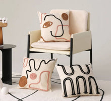 Load image into Gallery viewer, Rope Embroidery Cotton Woven Cushion Cover 45x45cm Abstract Geometric Pillow Cover Soft Cozy Home Decoration