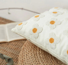 Load image into Gallery viewer, Daisy Flower Embroidery Cotton Cushion Cover