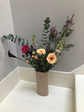 Load image into Gallery viewer, Beige Mat finish striped ceramic vase