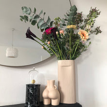Load image into Gallery viewer, Beige Mat finish striped ceramic vase