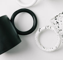 Load image into Gallery viewer, Round Large Ceramic Mug with exaggerated Ring Shaped Handle
