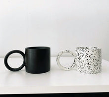 Load image into Gallery viewer, Round Large Ceramic Mug with exaggerated Ring Shaped Handle