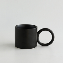 Load image into Gallery viewer, Round Large Ceramic Mug with exaggerated Ring Shaped Handle