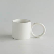 Load image into Gallery viewer, Round Large Ceramic Mug with exaggerated Ring Shaped Handle