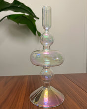 Load image into Gallery viewer, Clear Festive Glass Candlestick Holders