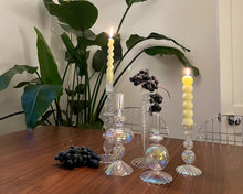Load image into Gallery viewer, Clear Festive Glass Candlestick Holders