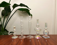 Load image into Gallery viewer, Clear Festive Glass Candlestick Holders