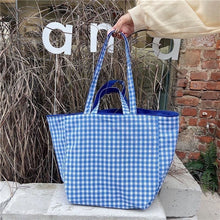 Load image into Gallery viewer, Gingham Checkered Tote Bag made of Cotton