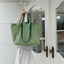 Load image into Gallery viewer, Gingham Checkered Tote Bag made of Cotton