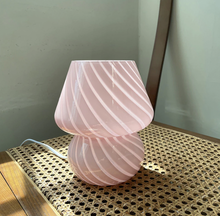 Load image into Gallery viewer, Pink Small Mushroom Swirled Glass Table Lamp