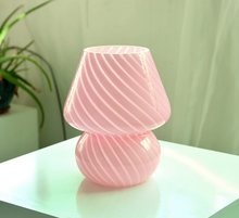 Load image into Gallery viewer, Pink Small Mushroom Swirled Glass Table Lamp