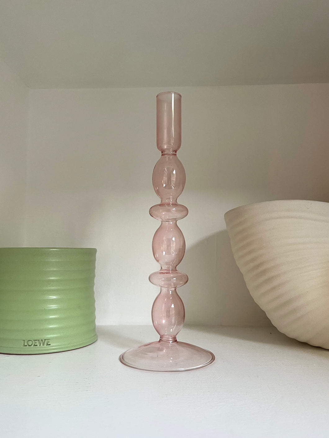 Pastel Coloured Glass Candlestick Holders