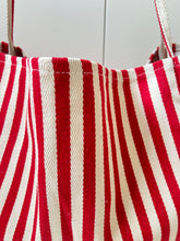 Load image into Gallery viewer, Striped Summer Canvas Jute Tote Bag
