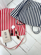 Load image into Gallery viewer, Striped Summer Canvas Jute Tote Bag
