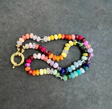 Load image into Gallery viewer, Natural Stone Handmade Summer Rainbow Necklace for Women with semi precious beads
