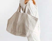 Load image into Gallery viewer, Handmade Large Linen Tote Bag
