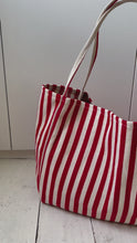 Load and play video in Gallery viewer, Striped Summer Canvas Jute Tote Bag
