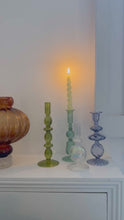Load and play video in Gallery viewer, Colourful Glass Candlestick Holders
