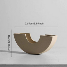 Load image into Gallery viewer, Nordic minimalist ceramic vase ornaments dried flower flower arrangement Donut Ring Vase Cream/Off White Color
