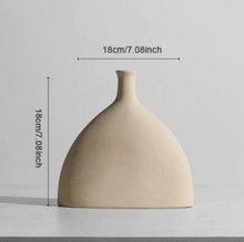 Load image into Gallery viewer, Nordic minimalist ceramic vase ornaments dried flower flower arrangement Donut Ring Vase Cream/Off White Color
