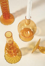Load image into Gallery viewer, Orange Glass Candlestick Holders
