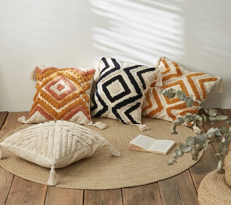Handmade Cotton Linen Woven Cushion Cover