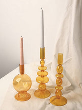 Load image into Gallery viewer, Orange Glass Candlestick Holders
