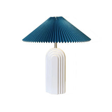 Load image into Gallery viewer, Nordic ceramic Led table lamp pleated lampshade living room art deco designer bedroom bedside home decoration white or green
