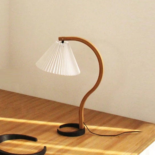 Gooseneck Arm Table Lamp with Pleated Shade